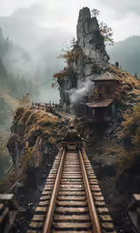 a train track running along side a mountain side