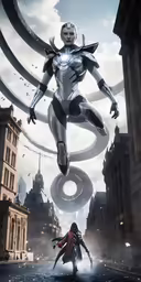 a digital rendering of a woman in action