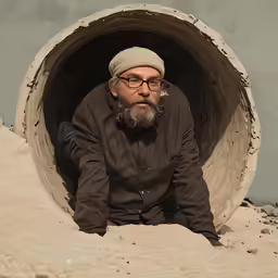 the man has glasses on his face and beard