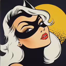 an artwork of a woman wearing black and white