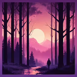 a man walks along a pathway in the middle of a forest,a man that is walking in the grass