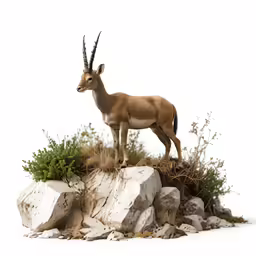 a small animal sitting on top of a pile of rocks