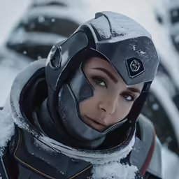 a woman in grey, winter gear looking towards the camera