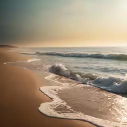 a beach with waves coming in on top of the shore
