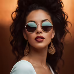 a girl in her sixties inspired style wearing glasses