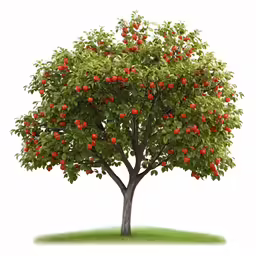 apple tree on the white background has red fruit