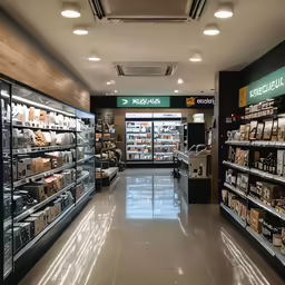 a shopping mall filled with shelves of wine and liquor