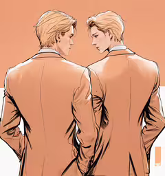 two men standing next to each other wearing suits,two men in suits standing close to each other