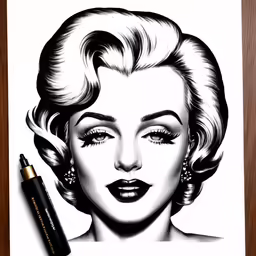 a drawing of a woman with lipstick and eyebrows