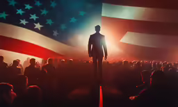 a picture of a man standing in front of a crowd on stage