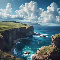 an island with a rocky shoreline in the middle and blue water on the other side