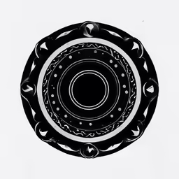 the black and white circular design in an oval
