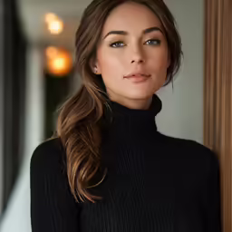 a woman wearing a black top posing for the camera