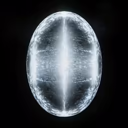 a shiny orb of white liquid on a black background
