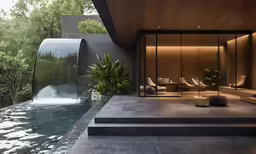 an elegant private pool in the middle of a house