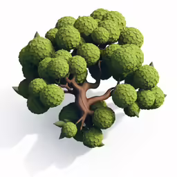 a stylized, colorful 3d image of a green tree
