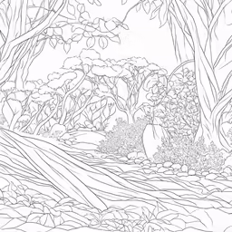 a coloring page of a landscape