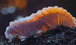 a close up of a bunch of flowers with lights in the background