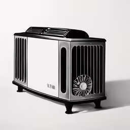 black and white photograph of a mini fridge