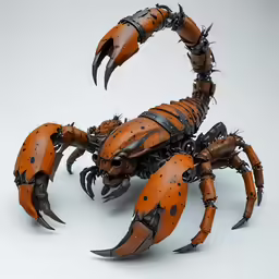a crab made with an unusual shape, claws, and spikes