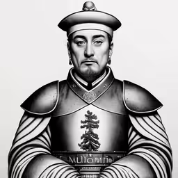 the portrait depicts the image of an older man with a hat