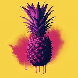 a pineapple is standing with an orange background