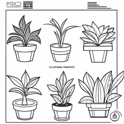 some plants and their names are shown in this coloring page