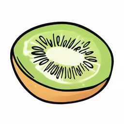 a kiwi fruit cut in half to be painted on paper