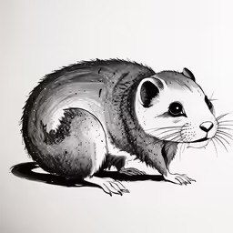a drawing of an ferret is on a table