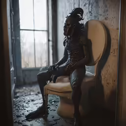 the skeleton doll is sitting on the edge of the toilet