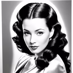a black and white photo of a woman wearing a hairdo