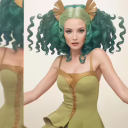 this is a female anime character with green hair