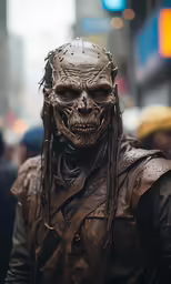 a person dressed up in an alien costume