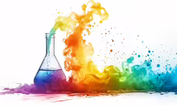 a flask of liquid sitting inside of a glass beaker