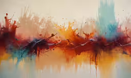 a painting of lots of colors in different directions,a picture of colored paint on white wall