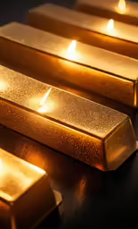 a number of lit bars on top of a table