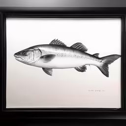 the drawing depicts a large fish on the white background