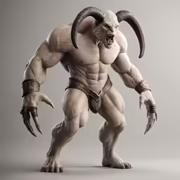 a man with large horns and an ugly face
