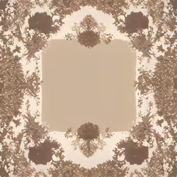 a square shaped object that has some flowers and leaves,an artistic design with leaves on a light brown background