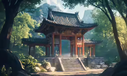 a small structure in a mountain forest