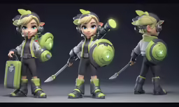 a character for the animated movie plants is holding a green light