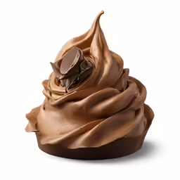 a chocolate cupcake with chocolate frosting is shown