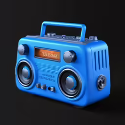 a radio on black background with light and shadow