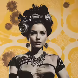 a woman that has some items in her head