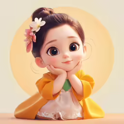 a very cute little girl with some flowers in her hair