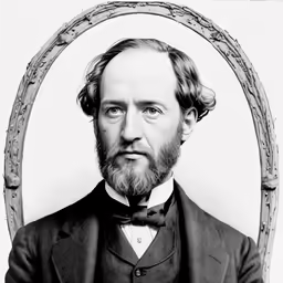 a portrait of john de vay in front of a mirror
