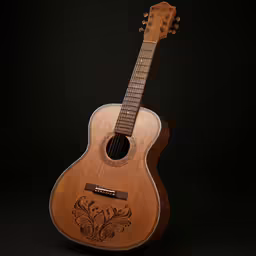 a guitar with a fancy floral motif on it