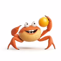 the angry crab is looking at a golden apple