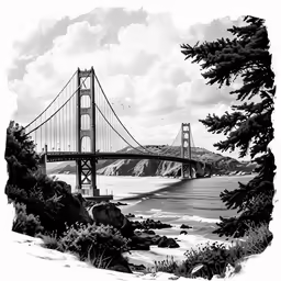 a beautiful black and white photo of the golden gate bridge