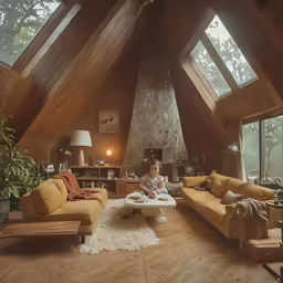 the little girl is playing on the white table in the living room